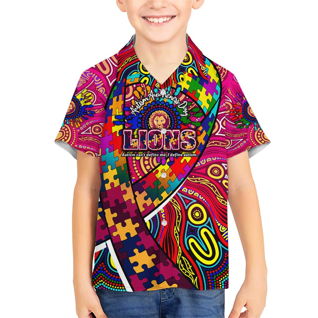 Autism Awareness Australia Brisbane Lions Hawaiian Shirt Aboriginal Indigenous Art
