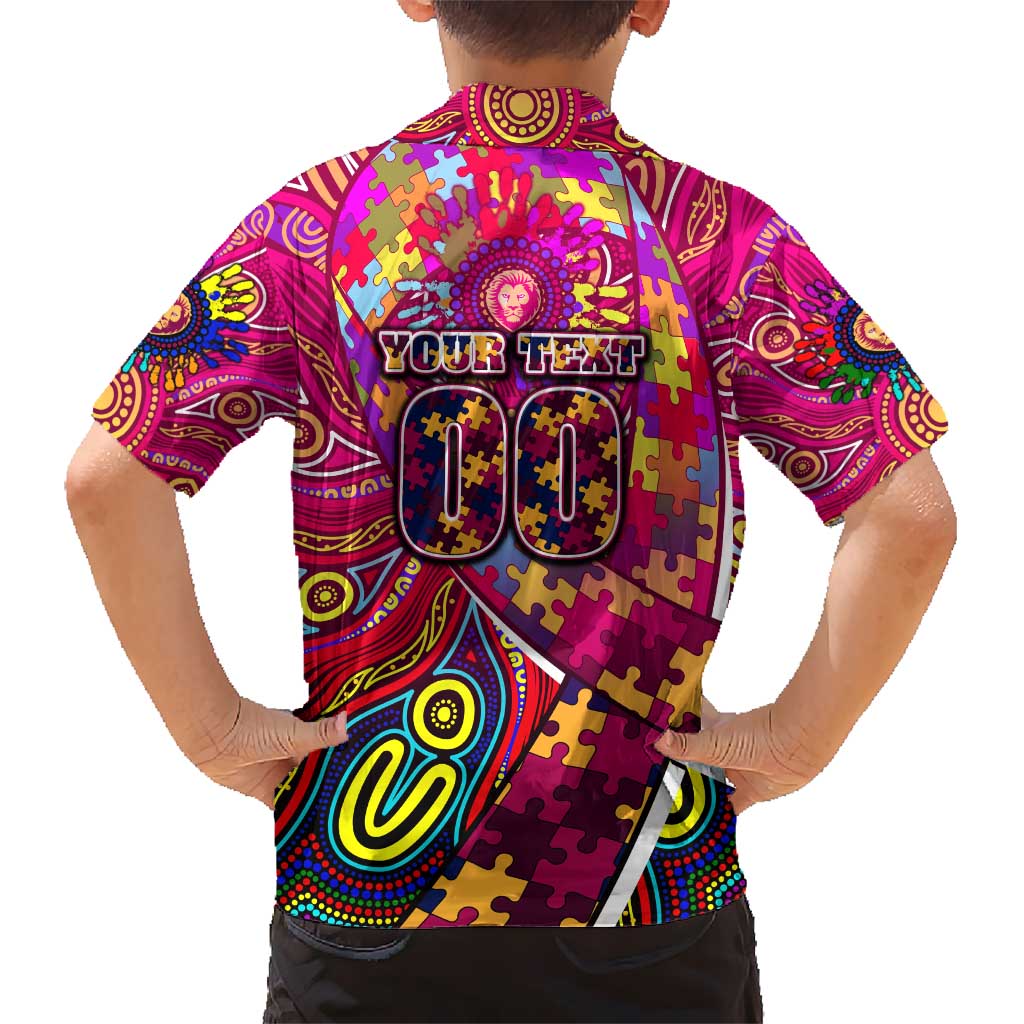 Autism Awareness Australia Brisbane Lions Hawaiian Shirt Aboriginal Indigenous Art