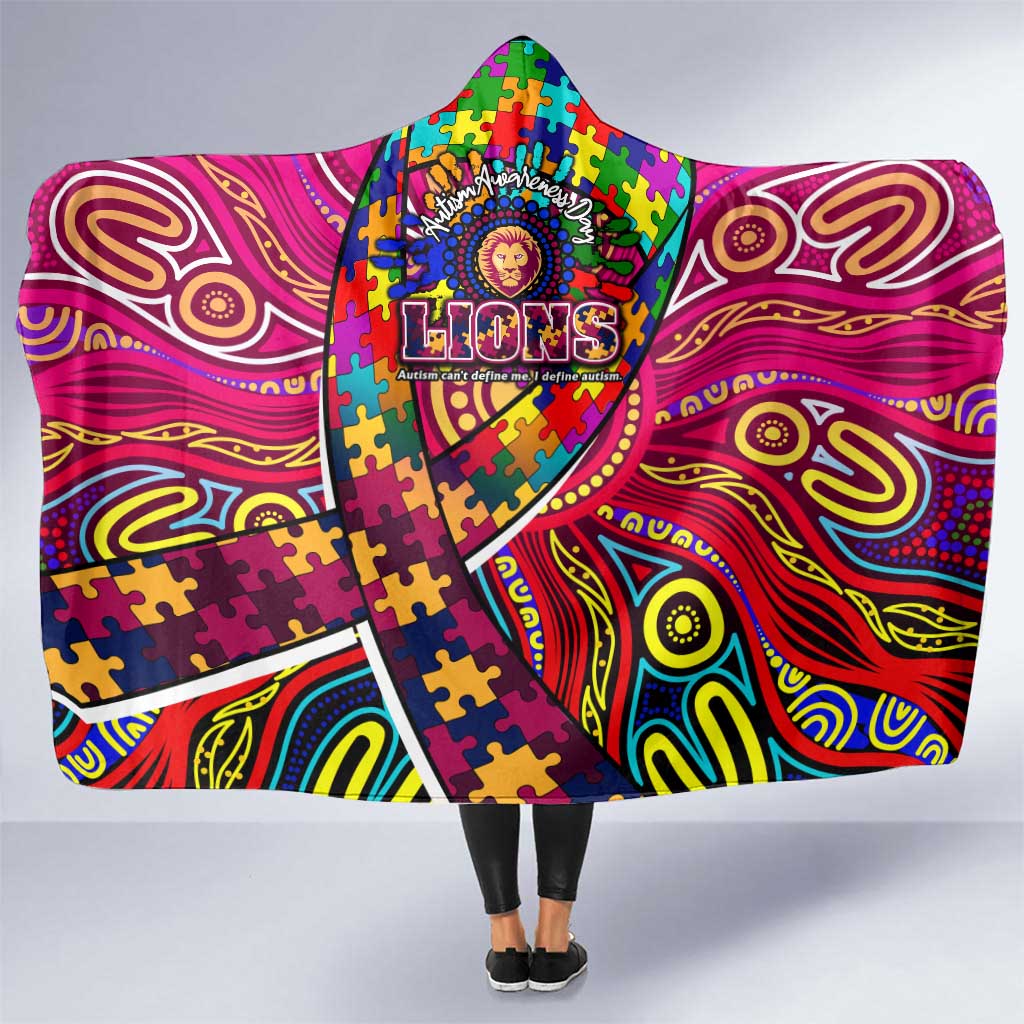 Autism Awareness Australia Brisbane Lions Hooded Blanket Aboriginal Indigenous Art