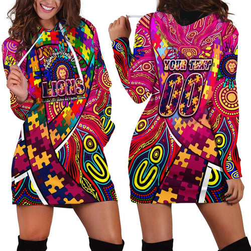 Autism Awareness Australia Brisbane Lions Hoodie Dress Aboriginal Indigenous Art