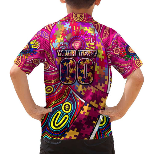 Autism Awareness Australia Brisbane Lions Kid Hawaiian Shirt Aboriginal Indigenous Art