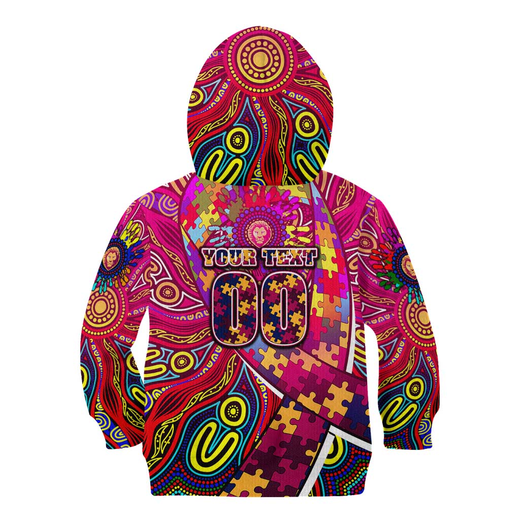 Autism Awareness Australia Brisbane Lions Kid Hoodie Aboriginal Indigenous Art