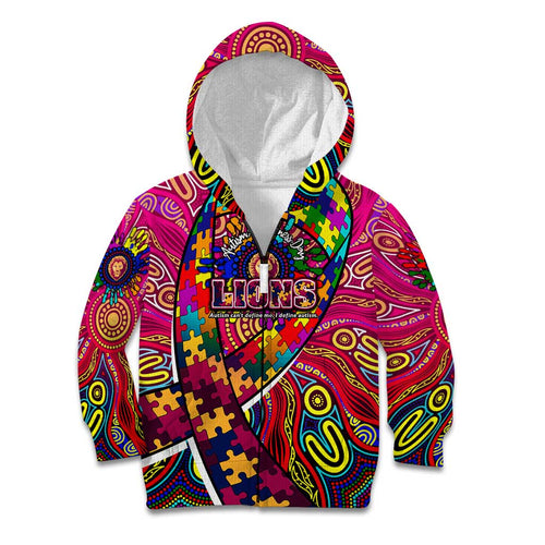 Autism Awareness Australia Brisbane Lions Kid Hoodie Aboriginal Indigenous Art