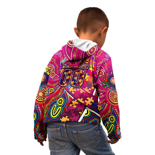 Autism Awareness Australia Brisbane Lions Kid Hoodie Aboriginal Indigenous Art
