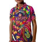 Autism Awareness Australia Brisbane Lions Kid Polo Shirt Aboriginal Indigenous Art