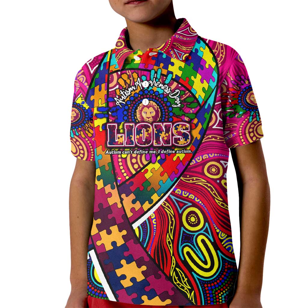 Autism Awareness Australia Brisbane Lions Kid Polo Shirt Aboriginal Indigenous Art