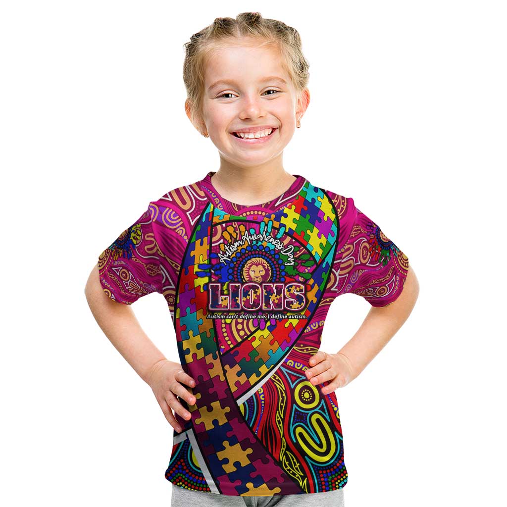 Autism Awareness Australia Brisbane Lions Kid T Shirt Aboriginal Indigenous Art
