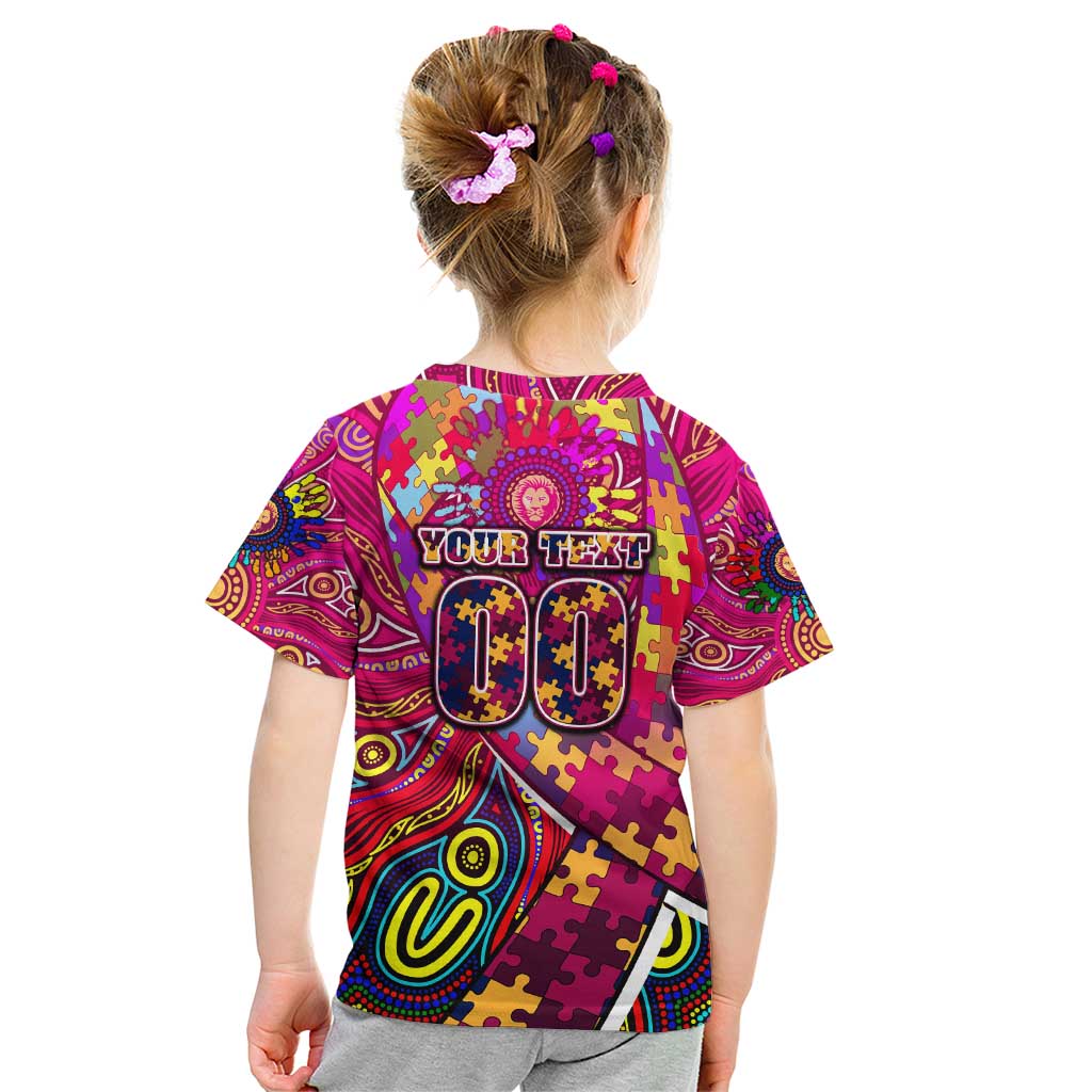 Autism Awareness Australia Brisbane Lions Kid T Shirt Aboriginal Indigenous Art