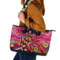 Autism Awareness Australia Brisbane Lions Leather Tote Bag Aboriginal Indigenous Art