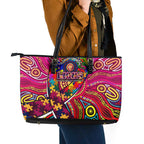 Autism Awareness Australia Brisbane Lions Leather Tote Bag Aboriginal Indigenous Art