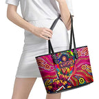 Autism Awareness Australia Brisbane Lions Leather Tote Bag Aboriginal Indigenous Art