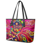 Autism Awareness Australia Brisbane Lions Leather Tote Bag Aboriginal Indigenous Art
