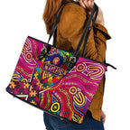 Autism Awareness Australia Brisbane Lions Leather Tote Bag Aboriginal Indigenous Art