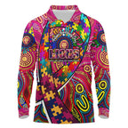 Autism Awareness Australia Brisbane Lions Long Sleeve Polo Shirt Aboriginal Indigenous Art