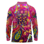 Autism Awareness Australia Brisbane Lions Long Sleeve Polo Shirt Aboriginal Indigenous Art