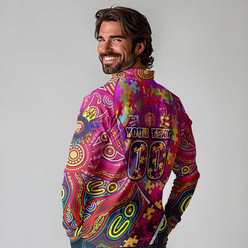 Autism Awareness Australia Brisbane Lions Long Sleeve Polo Shirt Aboriginal Indigenous Art