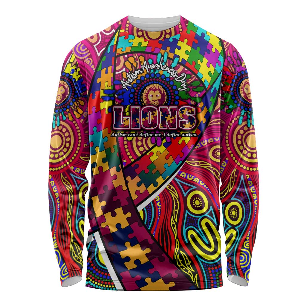 Autism Awareness Australia Brisbane Lions Long Sleeve Shirt Aboriginal Indigenous Art