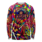 Autism Awareness Australia Brisbane Lions Long Sleeve Shirt Aboriginal Indigenous Art