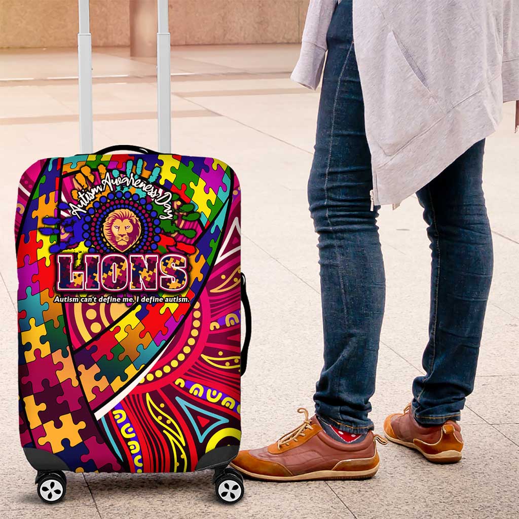 Autism Awareness Australia Brisbane Lions Luggage Cover Aboriginal Indigenous Art