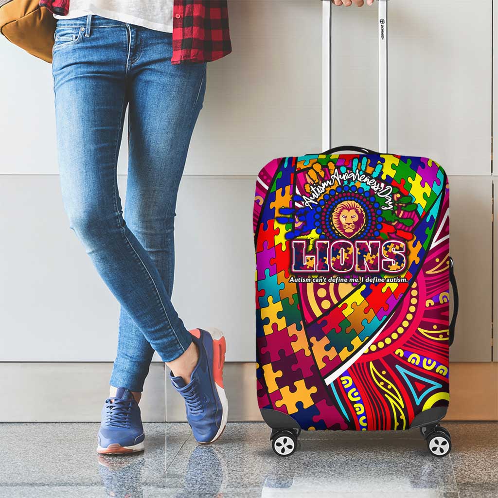 Autism Awareness Australia Brisbane Lions Luggage Cover Aboriginal Indigenous Art