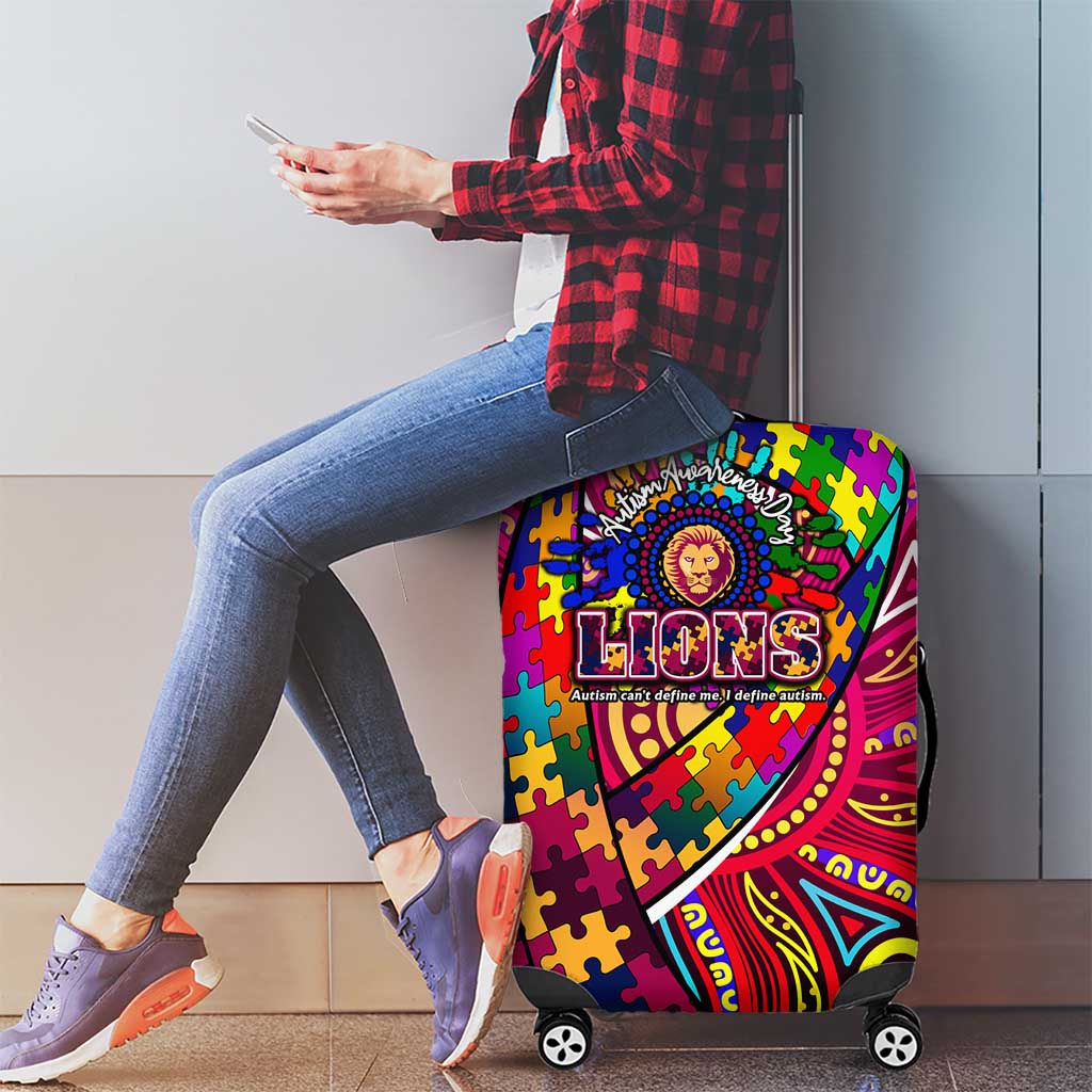 Autism Awareness Australia Brisbane Lions Luggage Cover Aboriginal Indigenous Art