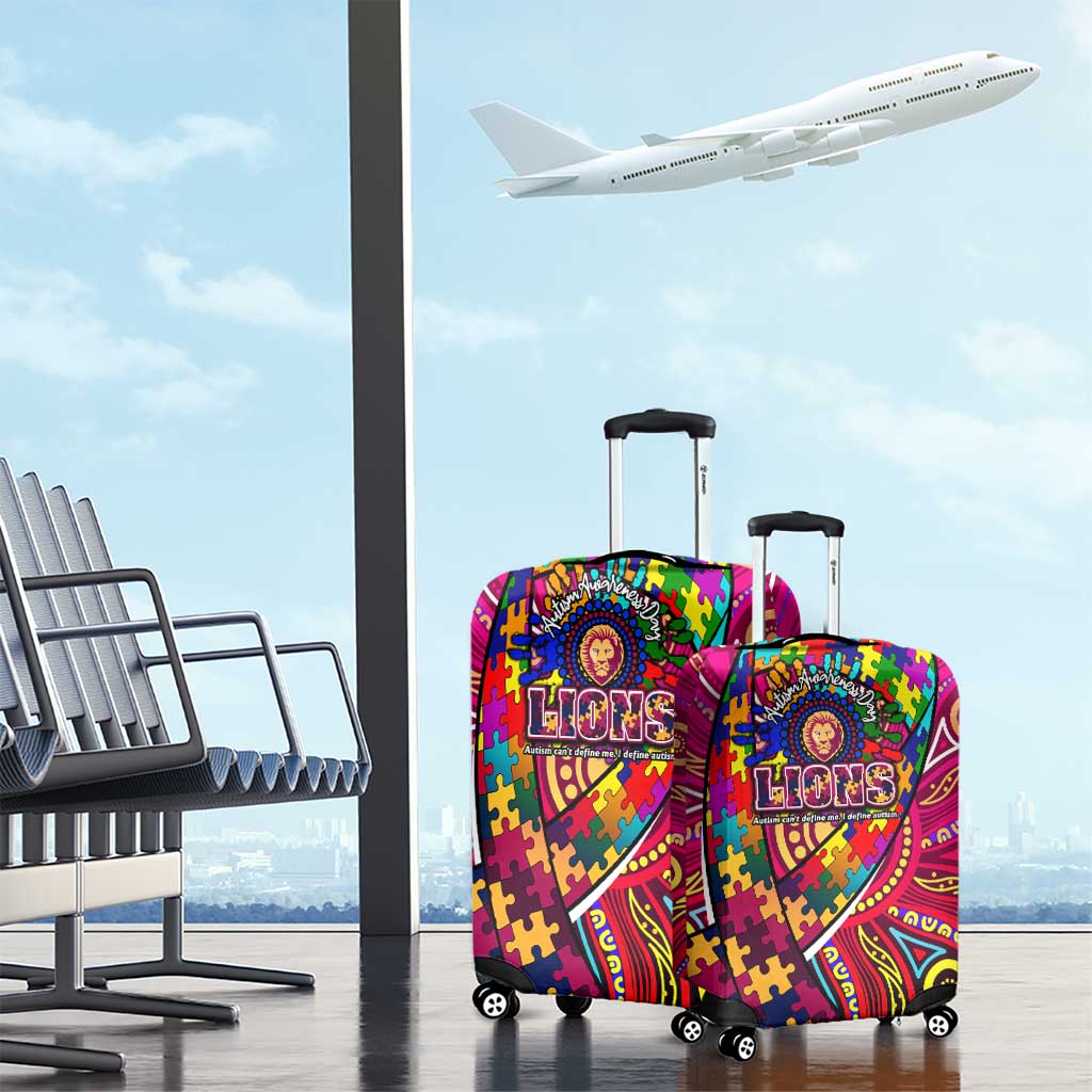 Autism Awareness Australia Brisbane Lions Luggage Cover Aboriginal Indigenous Art