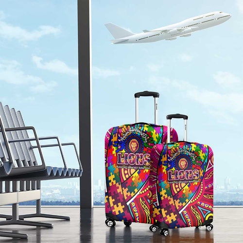 Autism Awareness Australia Brisbane Lions Luggage Cover Aboriginal Indigenous Art