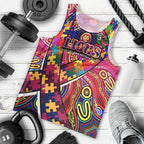 Autism Awareness Australia Brisbane Lions Men Tank Top Aboriginal Indigenous Art