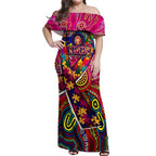 Autism Awareness Australia Brisbane Lions Off Shoulder Maxi Dress Aboriginal Indigenous Art
