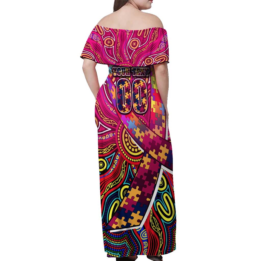 Autism Awareness Australia Brisbane Lions Off Shoulder Maxi Dress Aboriginal Indigenous Art
