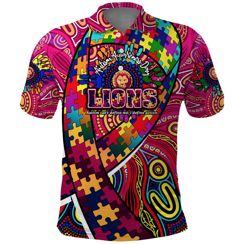 Autism Awareness Australia Brisbane Lions Polo Shirt Aboriginal Indigenous Art