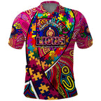 Autism Awareness Australia Brisbane Lions Polo Shirt Aboriginal Indigenous Art