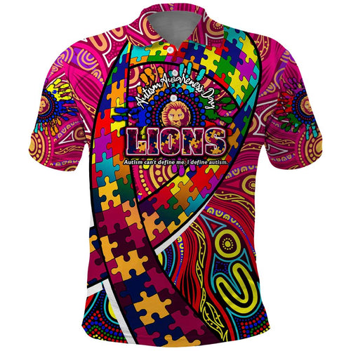 Autism Awareness Australia Brisbane Lions Polo Shirt Aboriginal Indigenous Art