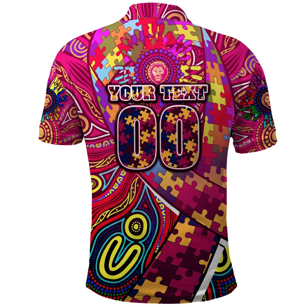 Autism Awareness Australia Brisbane Lions Polo Shirt Aboriginal Indigenous Art