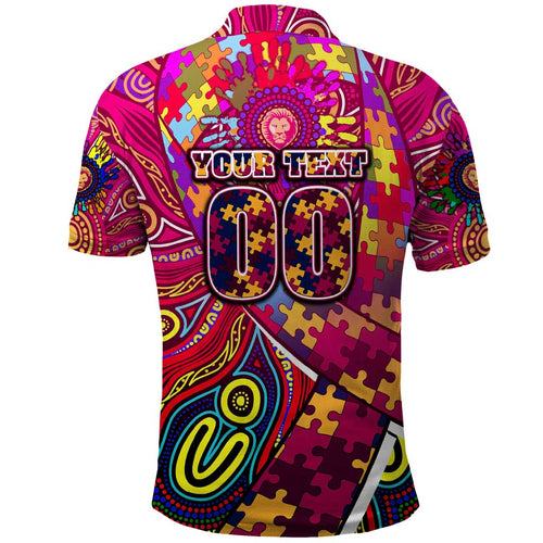 Autism Awareness Australia Brisbane Lions Polo Shirt Aboriginal Indigenous Art
