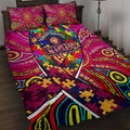 Autism Awareness Australia Brisbane Lions Quilt Bed Set Aboriginal Indigenous Art
