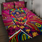 Autism Awareness Australia Brisbane Lions Quilt Bed Set Aboriginal Indigenous Art