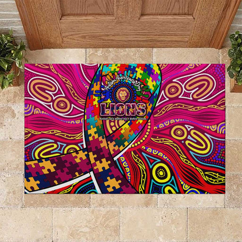 Autism Awareness Australia Brisbane Lions Rubber Doormat Aboriginal Indigenous Art