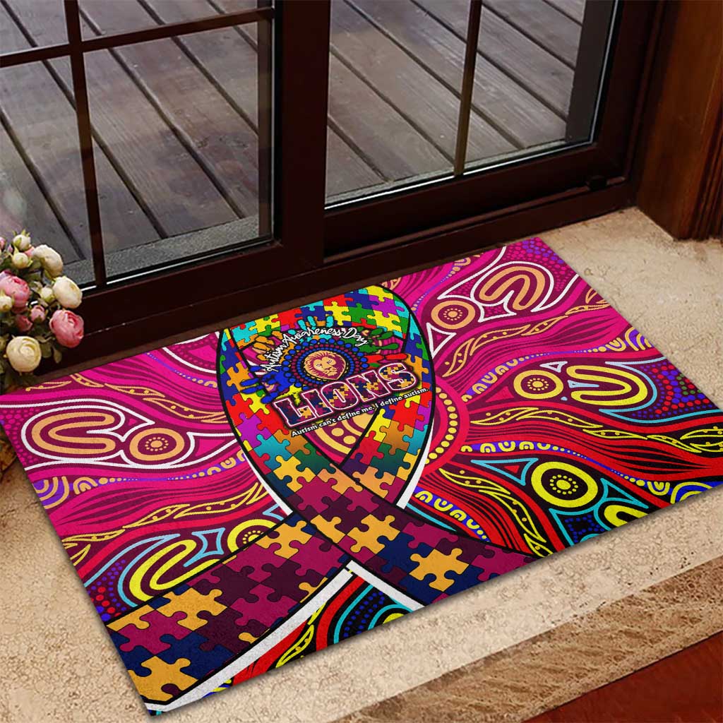 Autism Awareness Australia Brisbane Lions Rubber Doormat Aboriginal Indigenous Art
