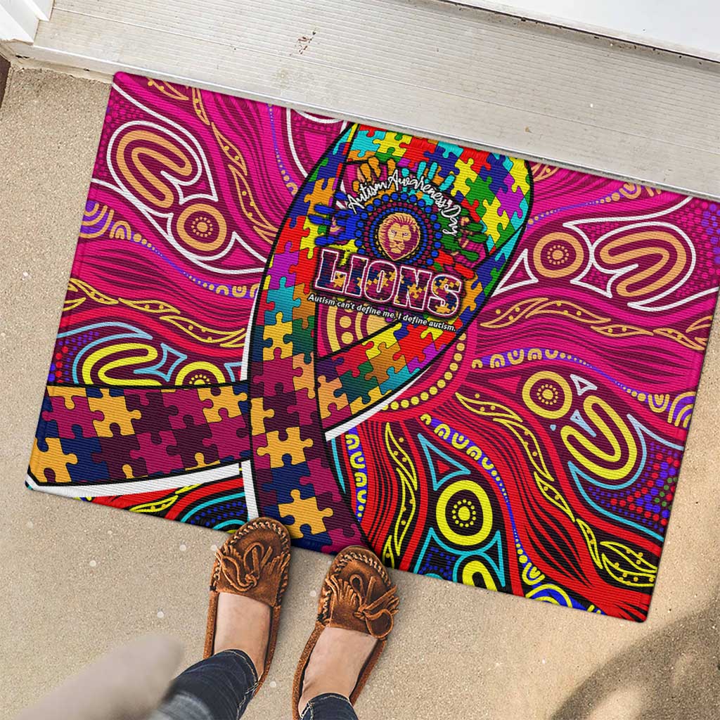 Autism Awareness Australia Brisbane Lions Rubber Doormat Aboriginal Indigenous Art