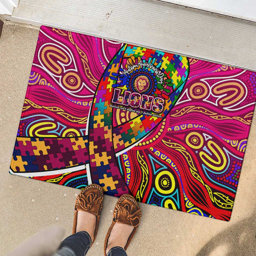 Autism Awareness Australia Brisbane Lions Rubber Doormat Aboriginal Indigenous Art