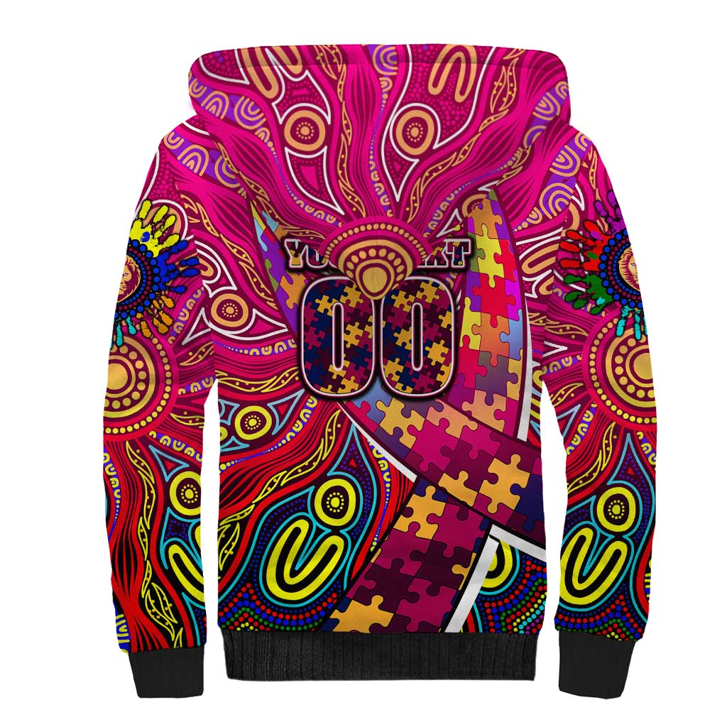Autism Awareness Australia Brisbane Lions Sherpa Hoodie Aboriginal Indigenous Art