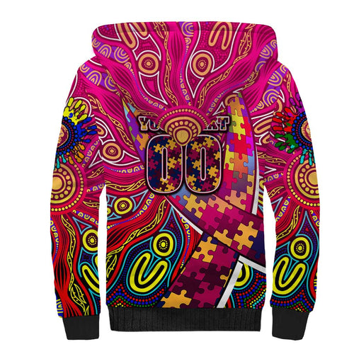 Autism Awareness Australia Brisbane Lions Sherpa Hoodie Aboriginal Indigenous Art