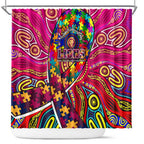 Autism Awareness Australia Brisbane Lions Shower Curtain Aboriginal Indigenous Art