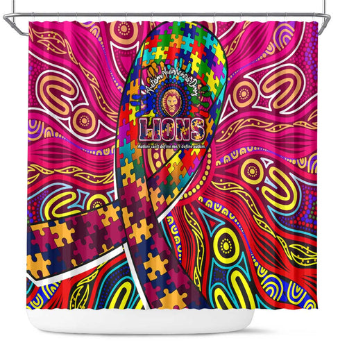 Autism Awareness Australia Brisbane Lions Shower Curtain Aboriginal Indigenous Art