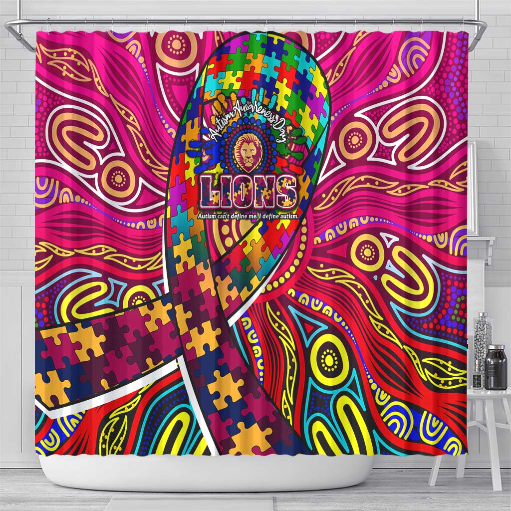 Autism Awareness Australia Brisbane Lions Shower Curtain Aboriginal Indigenous Art