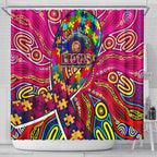 Autism Awareness Australia Brisbane Lions Shower Curtain Aboriginal Indigenous Art
