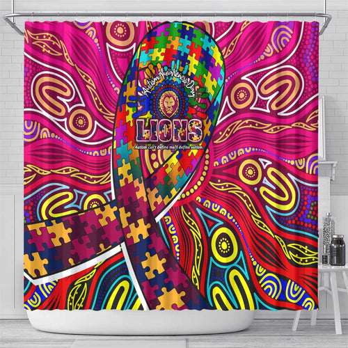 Autism Awareness Australia Brisbane Lions Shower Curtain Aboriginal Indigenous Art