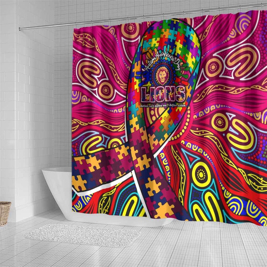 Autism Awareness Australia Brisbane Lions Shower Curtain Aboriginal Indigenous Art