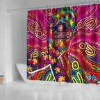 Autism Awareness Australia Brisbane Lions Shower Curtain Aboriginal Indigenous Art
